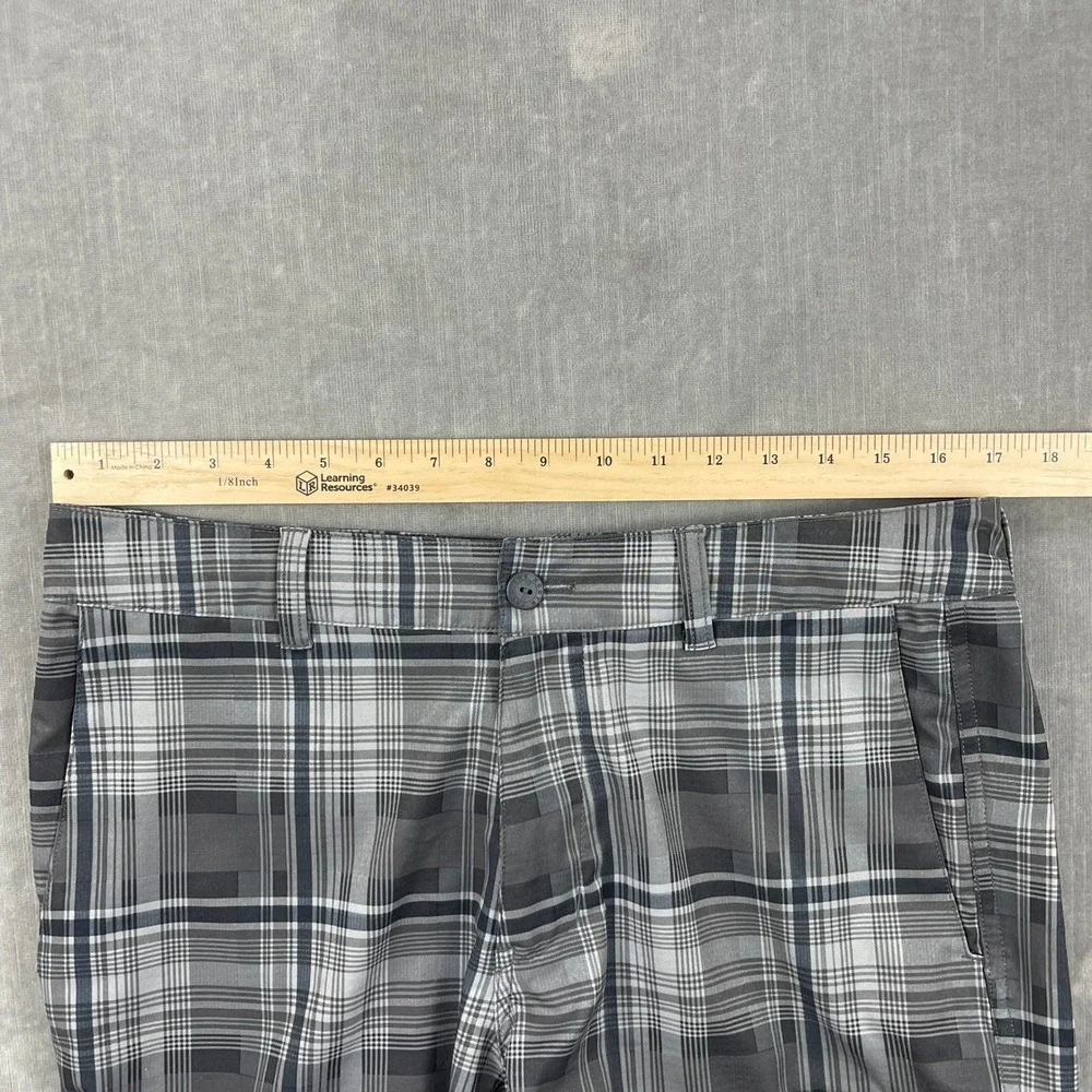 The North Face Mens 32‎ Grey Plaid Hiking Shorts Cargo Pocket Stretch
